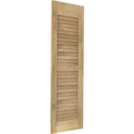 Ekena Millwork 18"W x 63"H Americraft Two Equal Louver Exterior Real Wood Shutters, Unfinished RW101LV18X63UNH